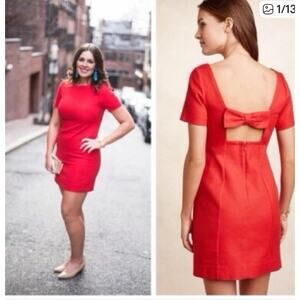 Maeve By Anthropologie | Bow-Back Shift Dress Red | Old Money | Dramatic Vibe